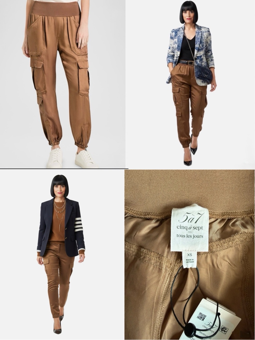 cinq a sept caramel cargo joggers